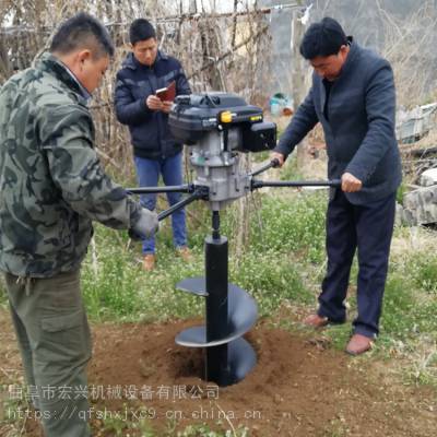 4.8马力汽油手提挖坑机 独轮手推打洞机 公路埋桩打眼机