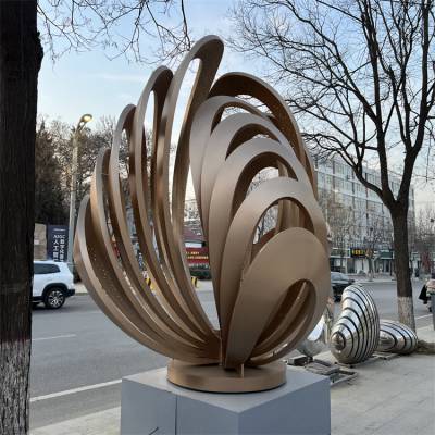 抽象凤尾羽翼雕塑 户外不锈钢翅膀园林景观摆件