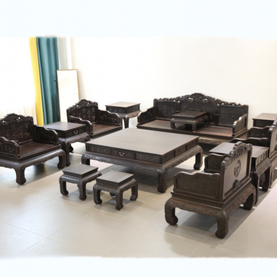 名琢世家 赞比亚血檀古典原木家具整装客厅沙发组合10件套