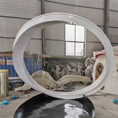 大型水幕圆环雕塑 户外广场房地产抽象不锈钢环形景观摆件