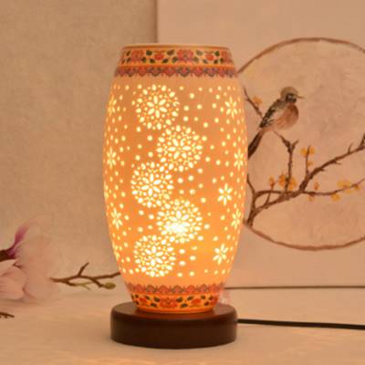 景德镇陶瓷灯罩灯具配件直筒灯罩 青花瓷粉彩中式台灯