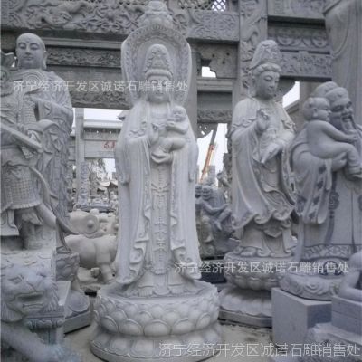 寺庙汉白玉滴水石雕观音佛像雕刻 大型广场三面圣水汉白玉观音菩萨雕塑