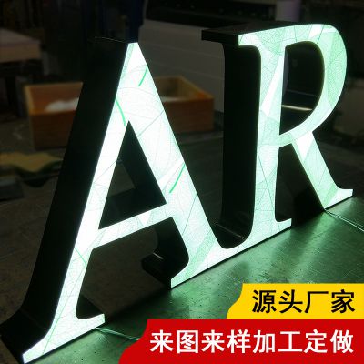 LED树脂发光字定做 UV彩印面板花纹图案广告字 招牌发光字制作