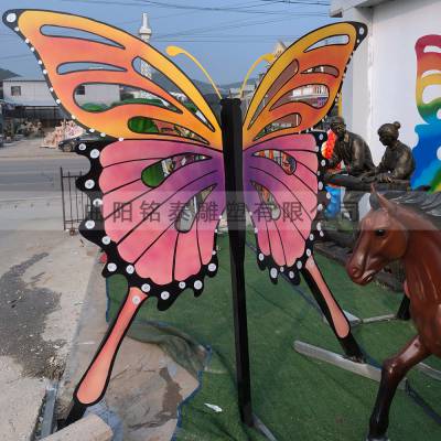 大型不锈钢蝴蝶雕塑装饰摆件环保艺术品镂空蝴蝶厂家制作