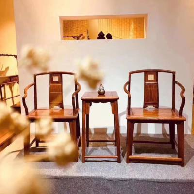眀式家具代表南宫椅3件套 古典刺猬紫檀皇宫椅风格