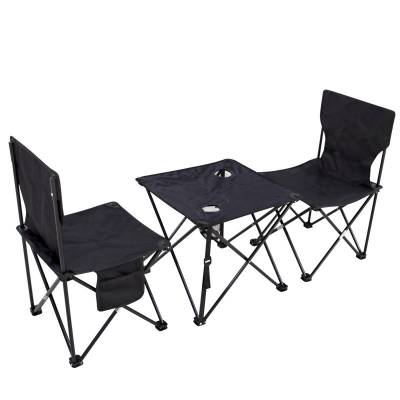 黑色户外野营折叠桌椅套装 加厚布加固折叠椅 带孔布桌送包装