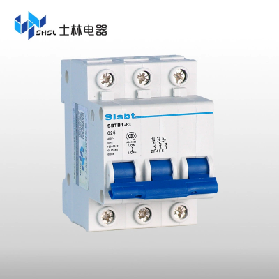 士林空气开关BHA系列C型6KA2P3P家用总空开63A小型短路保护断路器