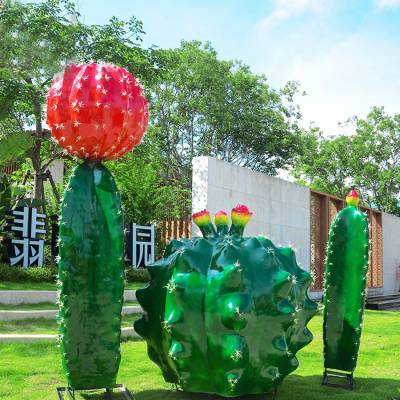 仿真玻璃钢仙人掌雕塑园林生态园景观小品植物仙人球模型定制