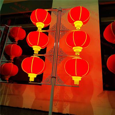 双色发光亚克力灯笼市政工程景观亮化led塑料防水三连串大红灯笼
