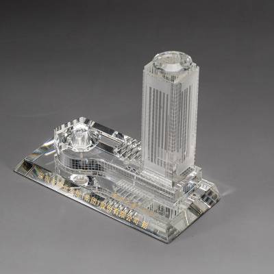国贸大厦模型摆件定制大楼封顶竣工纪念品水晶建筑工艺品定做