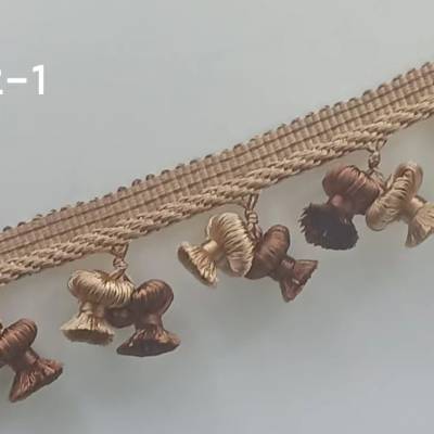 厂家供应 经编子母带花边 窗帘花边 沙发花边 双灯吊穗花边