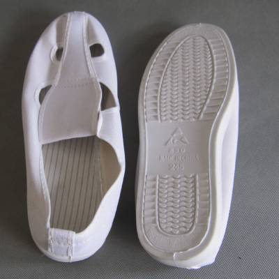 白色四眼防静电鞋 无尘洁净PVC底帆布四孔鞋可定制