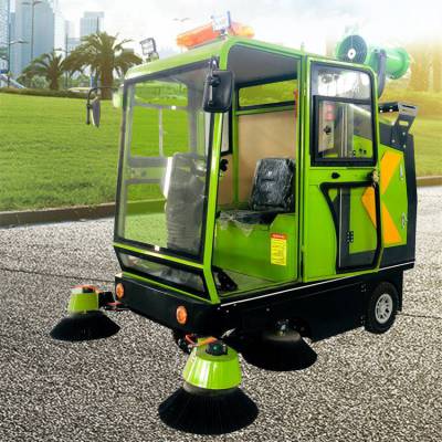 小型三刷座驾式扫地车 手推无动力吸尘式清扫机 带高压雾炮扫路设备