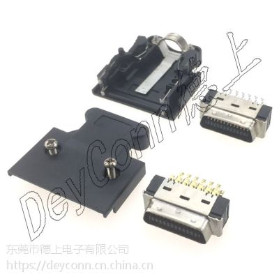德上电子SCSI连接器 HPCN36芯焊线公头按键式 3M10336替代品