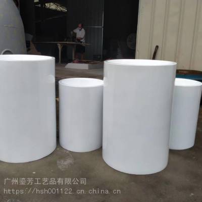 户外景观花盆容器玻璃钢制品白色圆柱组合经久耐用