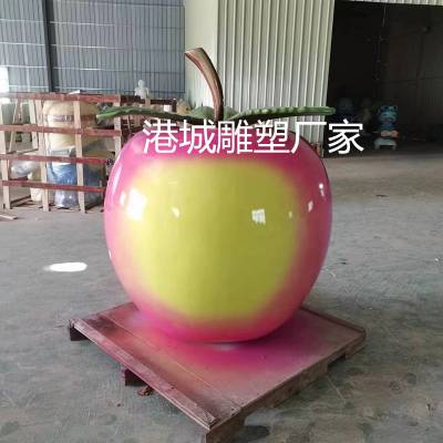展览玻璃钢红苹果雕塑 仿真红富士苹果模型 果园标志