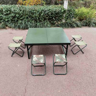 便携可折叠多功能户内外一米军绿色野战钢制餐桌