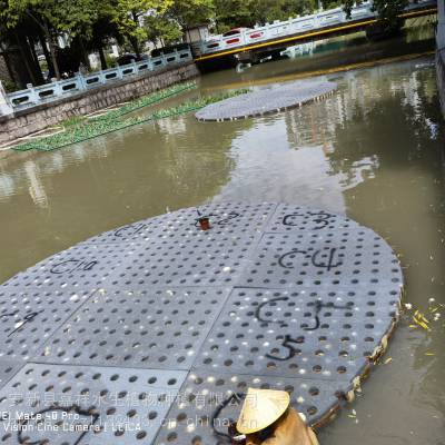 天津复合纤维生态浮岛浮动湿地,水体绿包施工 成活