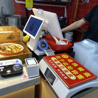 轻快餐称重快餐收银系统微信收银机扫码支付一体机快餐收银收款机