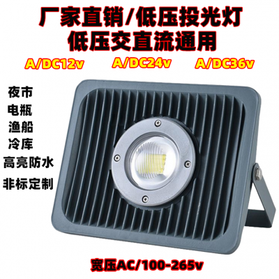 低压投光灯户外防水36V直流50w100w200w隧道仓库灯船用24v照明灯低压投光灯10W20W30W50W交直流12V24V36V低压