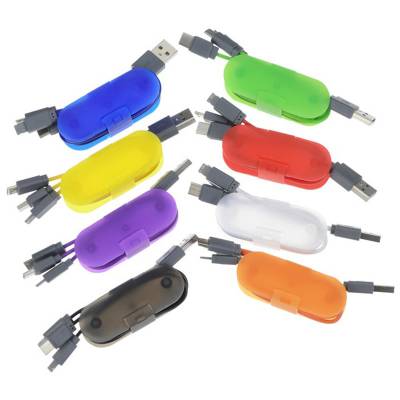 三合一数据线盒 多功能数据线收纳盒手机支架 便携数据线收纳盒