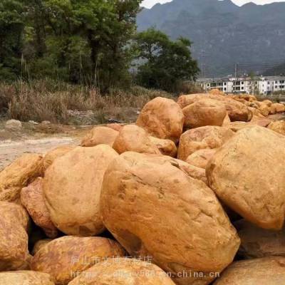 批发吉安市 宜春市市政园林装饰30-100cm大小黄蜡石小区草坪上圆石头