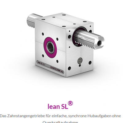 LEANTECHNIK lean SL®系列齿条齿轮，用于简单、同步的提升任务