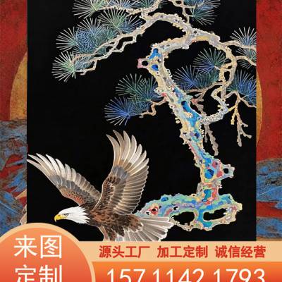 定制餐厅酒店大堂背景金箔艺箔漆画服务学校公园文化墙手工彩绘墙