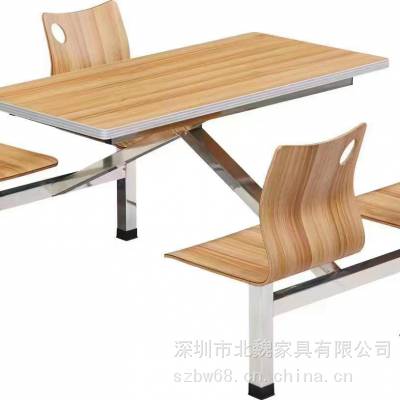 四人不锈钢快餐桌椅 餐台椅 学校连体餐桌椅