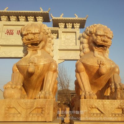 大型 晚霞红 石雕狮子 仿天安狮子 广场园林景观雕塑 石狮子价格 定做