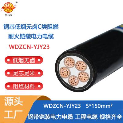 金环宇电线电缆c类阻燃耐火电缆WDZCN-YJY23-5X150低烟无卤电缆