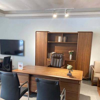 金泽易新中式实木老板台 办公桌椅组合 总裁主管桌 可定制