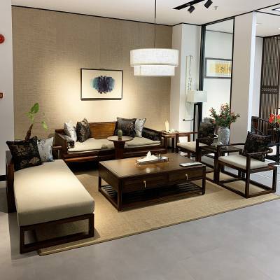 新中式全实木罗汉床沙发组合现代简约客厅贵妃榻高端禅意家具套装