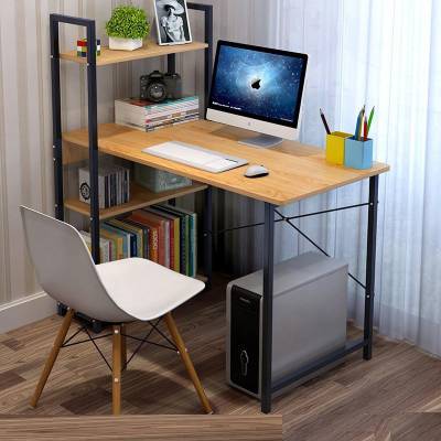 欧美风格时尚简约一体书桌 办公桌电脑桌多功能使用带书架