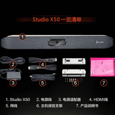 Poly Studio X50视频会议一体机都包含哪些东西?怎么安装？