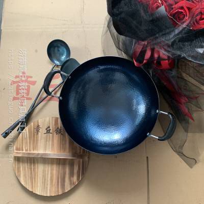 章丘大铁锅老式双耳炒菜锅手工锻打炒锅