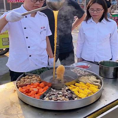 夜市摆摊喷泉牛杂锅喷泉式牛杂锅摆摊车地摊火项目