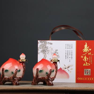 寿桃子酒瓶1斤2斤3斤5斤装饰陶瓷白酒瓶礼盒套装