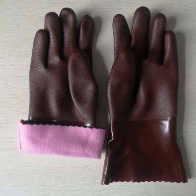 山东顺兴902咖啡抓鱼手套 水产品作业手套 PVC浸塑手套