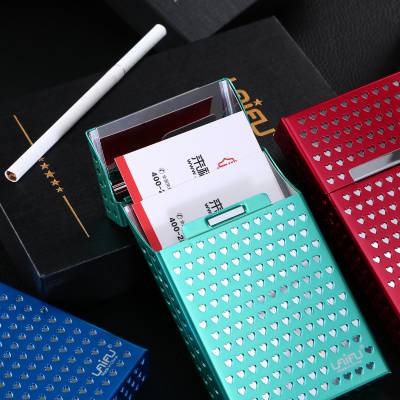 厂家批发定制新品铝制细支20支装透亮心形磁化烟盒 可定制 香烟盒