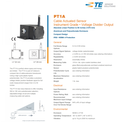 供应德国CELESCO PT1A 拉绳位移传感器采用了高频混合导电塑料电位计