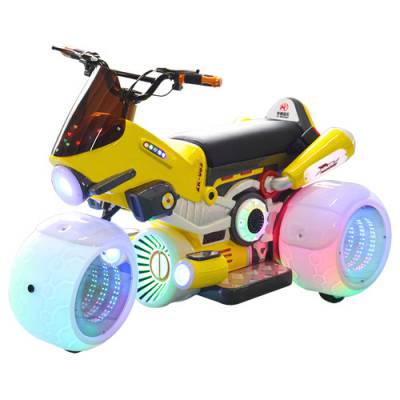 华秦游乐炫酷摩托车，全透明发光车三轮广场游乐车，可亲子游乐，两个小朋友一起游玩