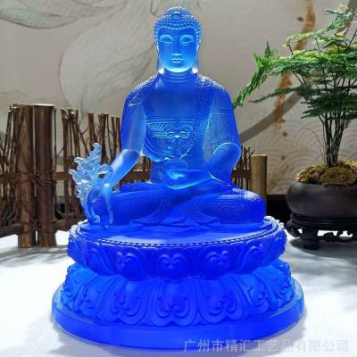 深圳古法琉璃佛像工艺品，寺庙琉璃佛像定制，大号琉璃佛像药师七佛观音琉璃工艺品