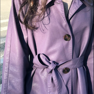 紫色皮衣外套女坠感减龄个性韩版抗风机车皮夹克 品牌折扣女装批发