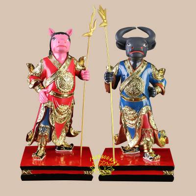 冥界神像厂家 黑白无常 彩绘牛头马面 阎王爷佛像批发 地府十殿阎君