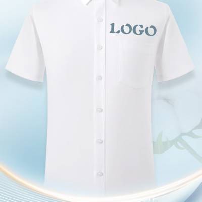 竹纤维夏短袖衬衫定制印花刺绣logo男女长款立领上衣免烫量大咨询