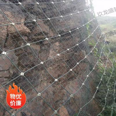 山体崩塌边坡防护网 高强度主动防护网 镀锌防腐钢丝绳柔性网
