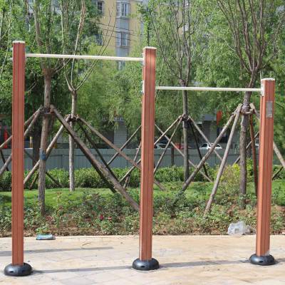 户外健身器材公园小区广场家用室外社区路径塑木中老年运动二联单杠**