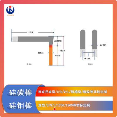 U型直角硅钼棒1700高温电炉二硅化钼金钰生产厂家/L形硅钼棒实验箱式炉/气氛炉/真空炉