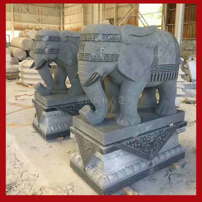 芝麻黑石雕大象 别墅摆放大象雕塑 惠安厂家定做